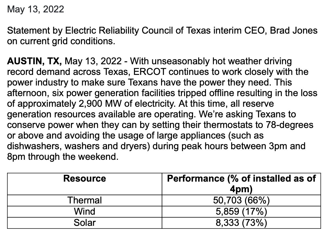 test Twitter Media - Inbox: ERCOT says "six power generation facilities tripped offline resulting in the loss of approximately 2,900 MW of electricity. At this time, all reserve generation resources available are operating." Asks Texans to conserve power... https://t.co/g6LxJlHlop