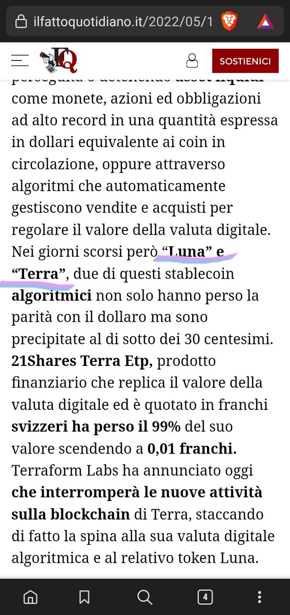 mark_metaverse's tweet photo. Quando i media tradizionali @fattoquotidiano @LaRepubblica_it propongono articoli sulle #Crypto 
#ElSalvador verso il default 😂😂 non credo proprio... 
Ma poi non hanno capito che #LUNA è il ticker di #TERRA 🤭 https://t.co/ZzEk6Z5Ngu