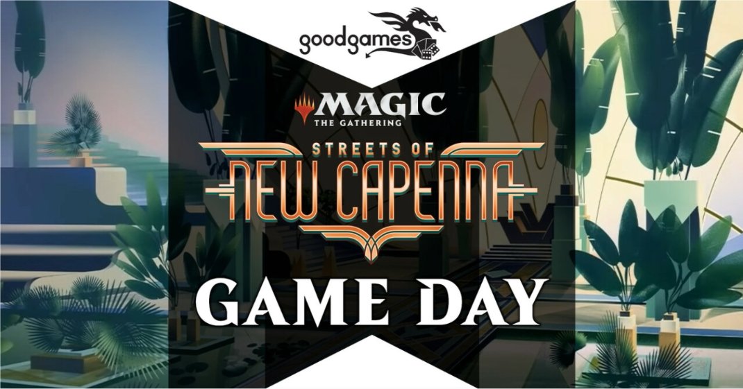 goodgamesindy's tweet photo. TOMORROW: Join us for @wizards_magic: Streets of New Capenna Game Day for your chance walk away with a promo All-Seeing Arbiter, exclusive @DragonShield_ Good Games sleeves, and more! https://t.co/n3CW5kuIiw https://t.co/Zvhlm94F9X