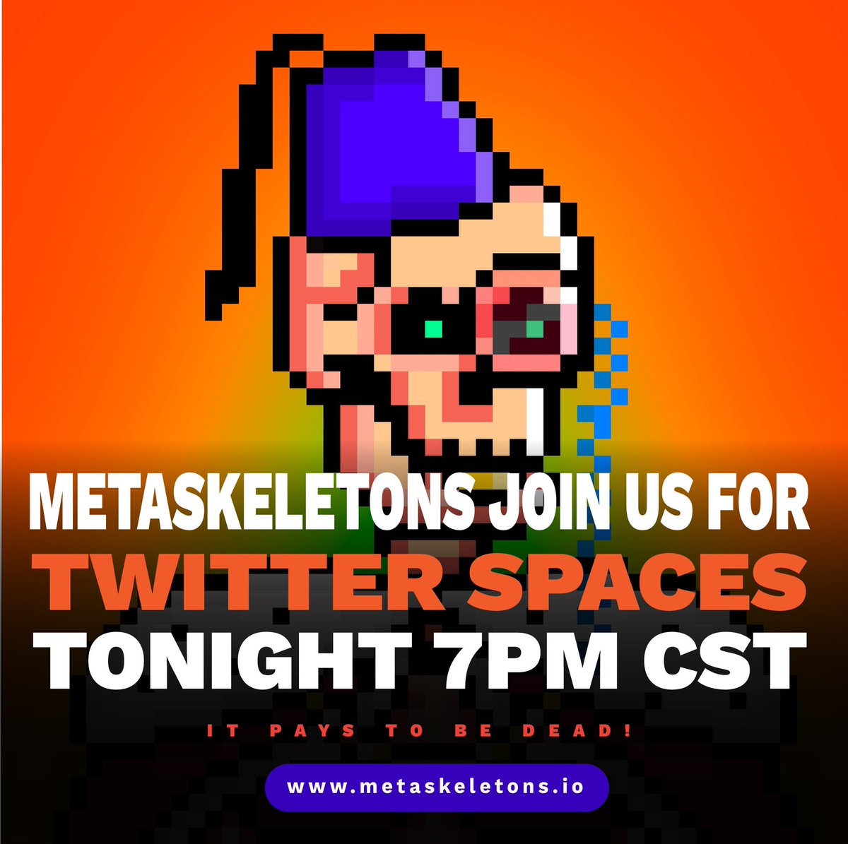 metaskeletons's tweet photo. Be here! LETS GO!
#metaskeletons https://t.co/9s78Fc3pZk