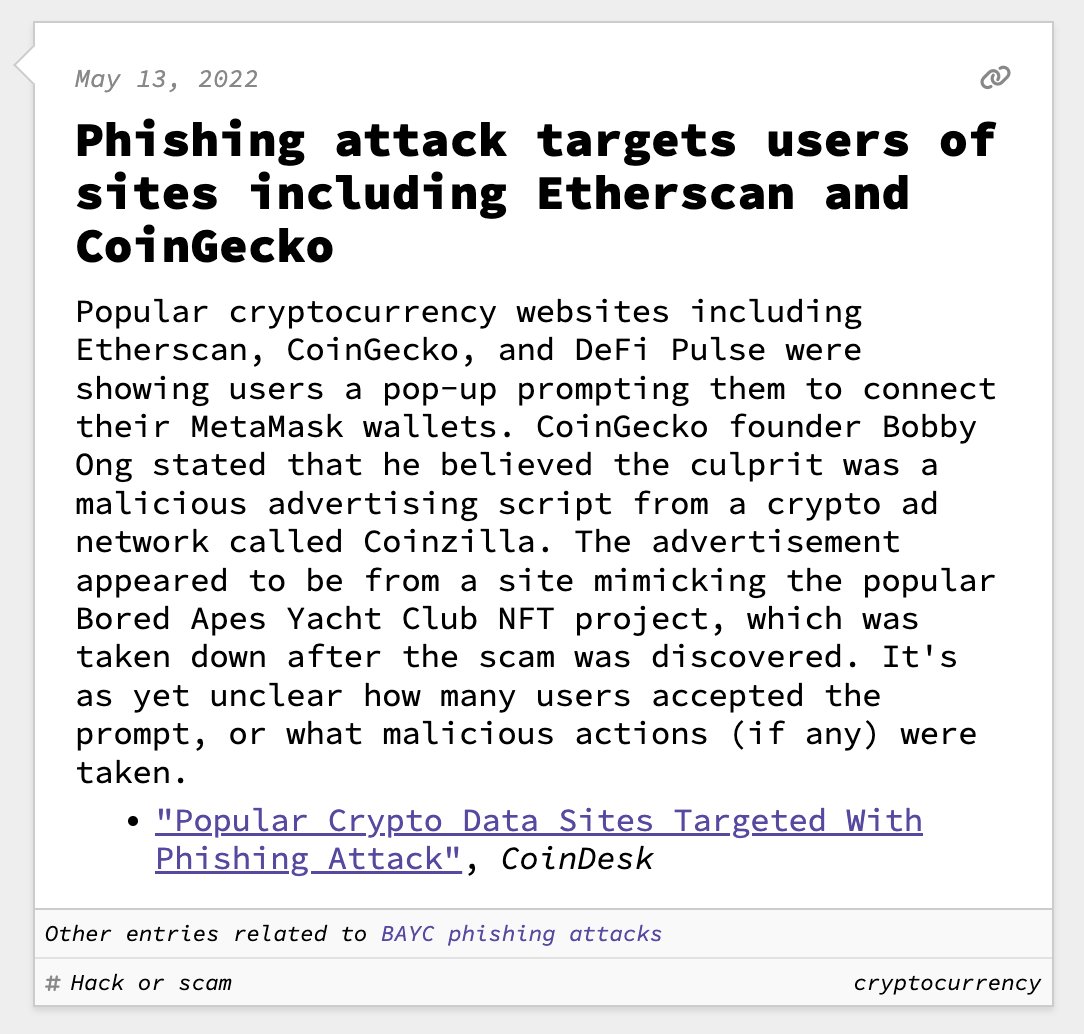 web3isgreat's tweet photo. Phishing attack targets users of sites including Etherscan and CoinGecko

May 13, 2022
https://t.co/PqrJTegWoO https://t.co/OvieU3QGy7