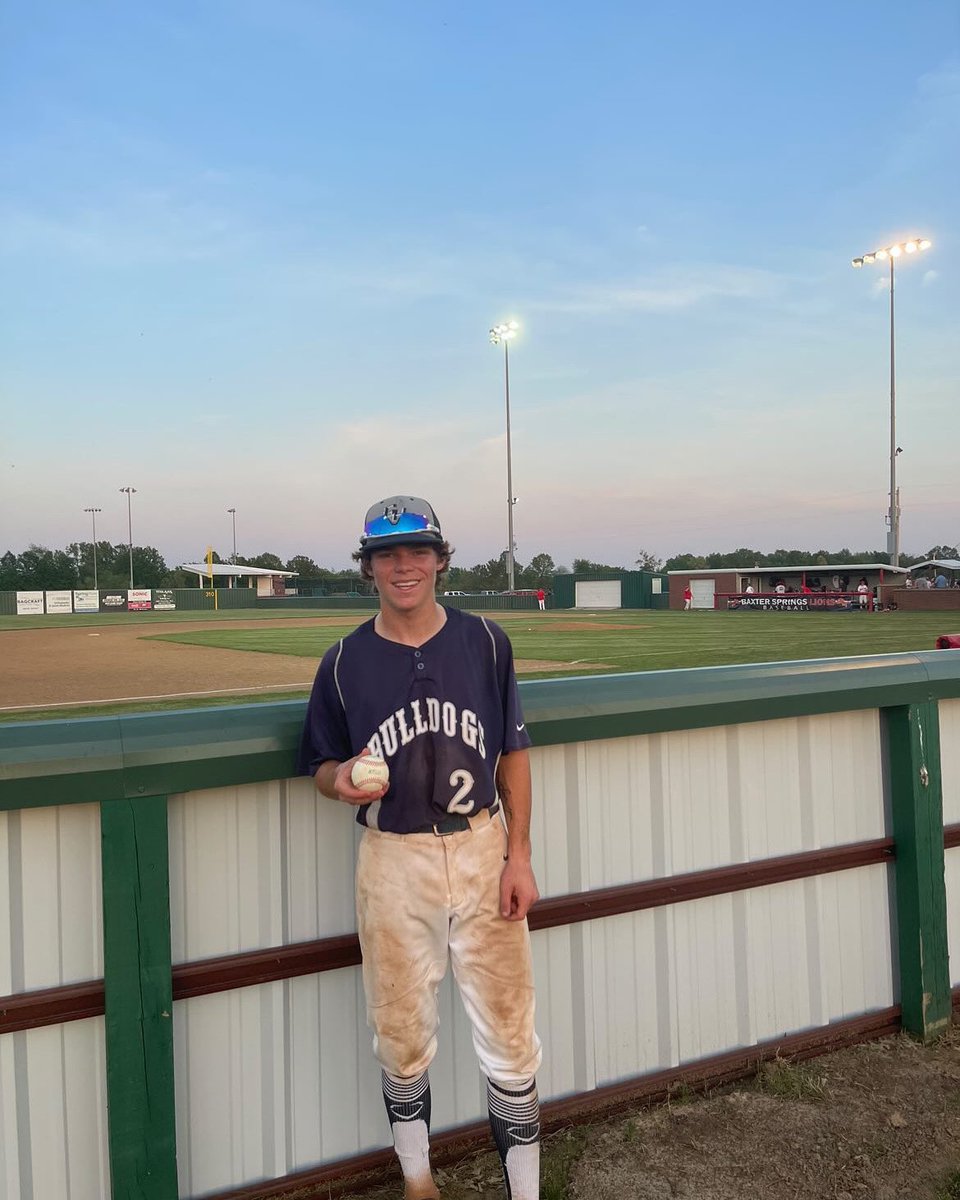 sportsinkansas's tweet photo. Galena’s Lane Madden hit for the cycle (single, double, triple, homerun) in the Bulldogs’ first game vs Baxter Springs last night. 
#sportsinkansas https://t.co/HUmJGl4cmV