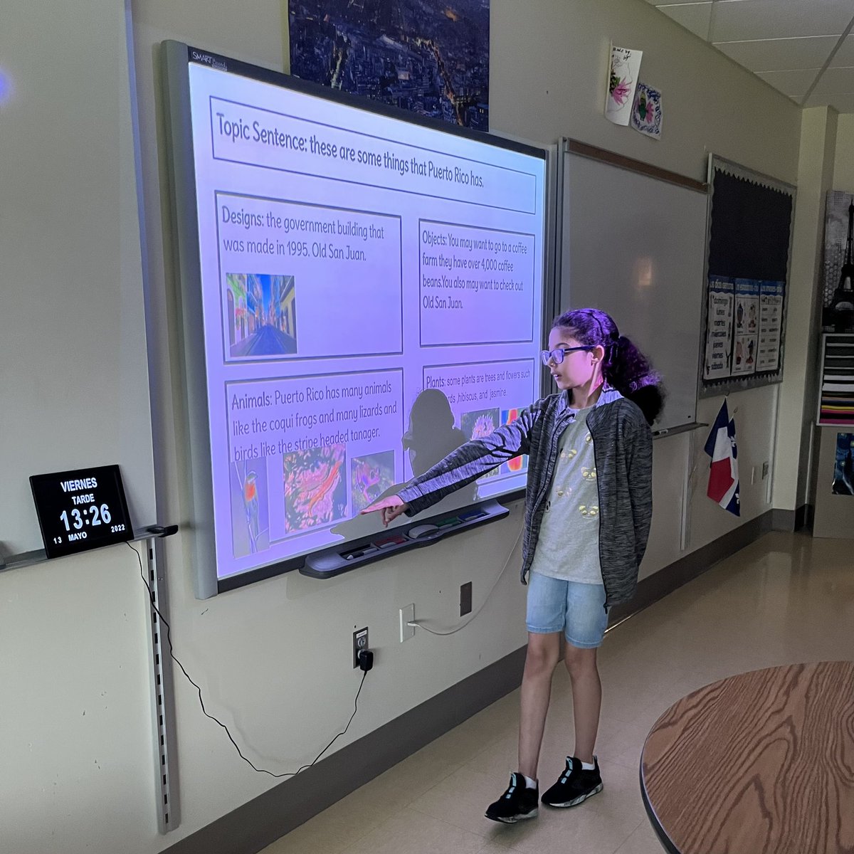 HiltonCSDFrench's tweet photo. 5th grader Aliana Hernandez asked if she could create a presentation about Puerto Rico and share it with our class. The students had lots of questions and we all enjoyed the stories about her family. Thank you for sharing Ali! @Team_ODOSER @HiltonCSD https://t.co/DhjMqqO6Ea