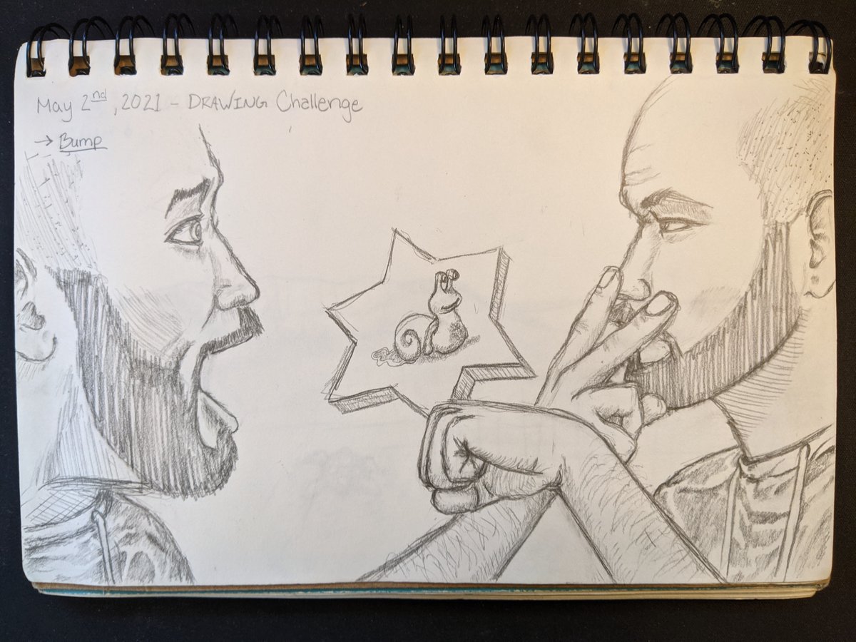 derdzy's tweet photo. This is a self-portrait of myself giving myself the "Snail".  🐌

What's you're favorite Fist-Bump remix?

 #fistbump #sketchbook #Sketching #sketchart #art #selfportrait #Random #fun https://t.co/3rZ41IsYAB
