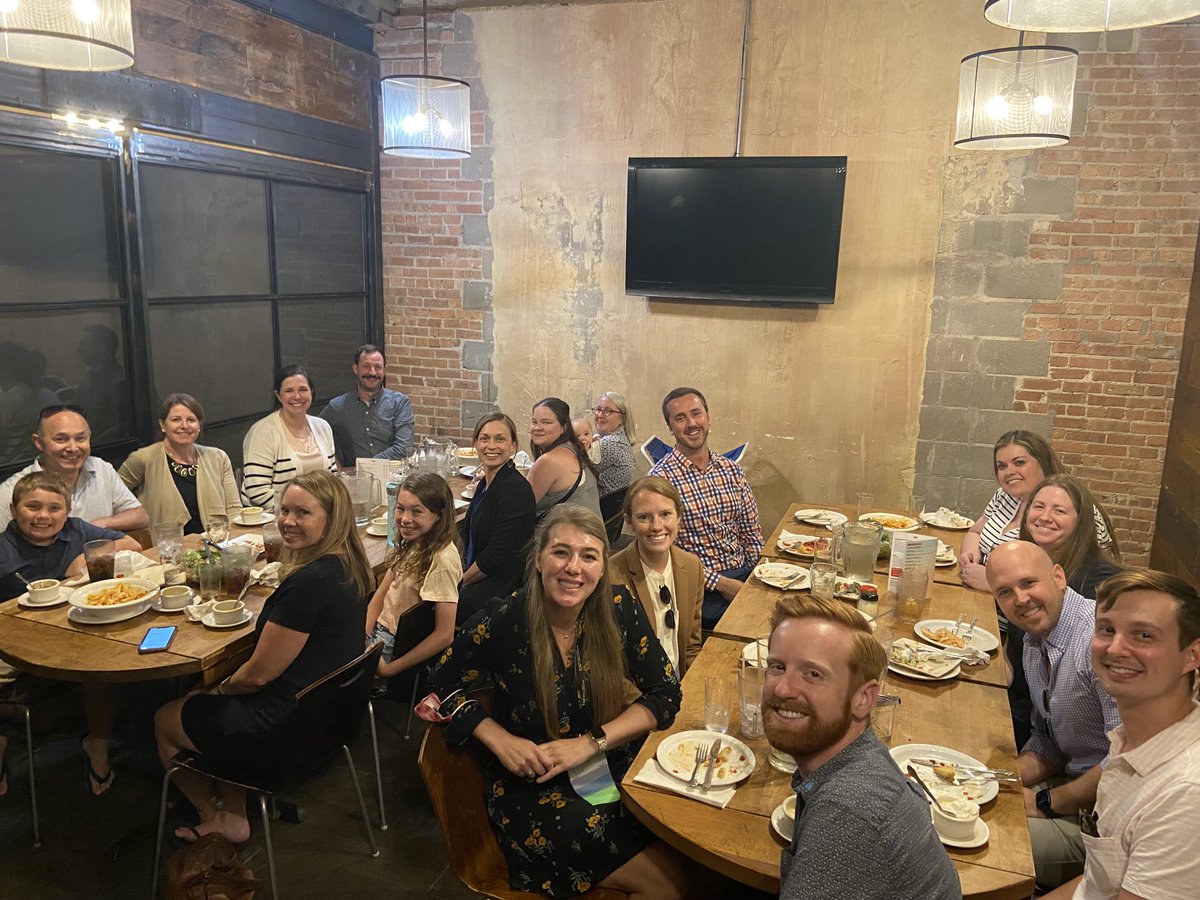 Past, present, and future ⁦@UNC_Anesthesia⁩ colleagues and friends eating deep dish pizza in Chicago for #SOAPAM2022. ⁦@UNC_OB_Anes⁩