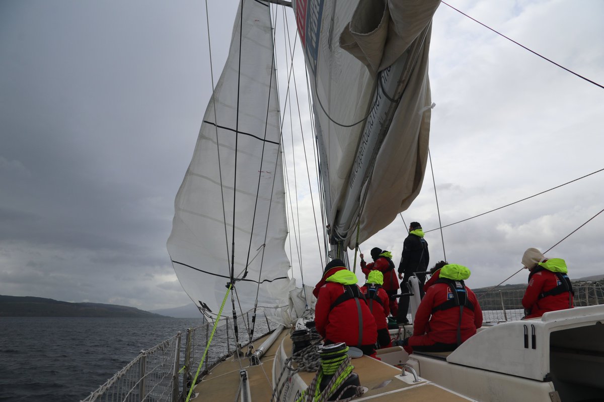 OurIslesOceans's tweet photo. Our Week 3 #OIAOAmbassadors saw some action! Nothing quite like gales - that keep changing direction - and hard rain to teach you how to sail fast! 😅🌊💨⛵️

Still, we had smiles all around, even when our Ambassadors were sopping wet. Grateful for #foulies

#OIAOSpring2022 https://t.co/QNqqer0nAo