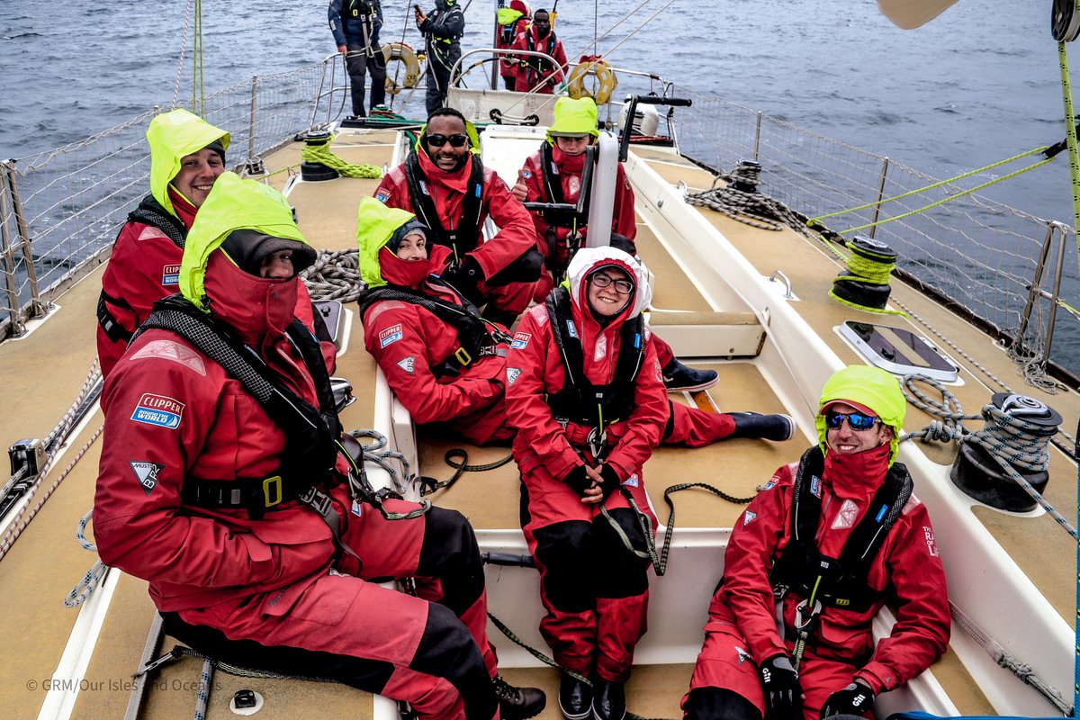 OurIslesOceans's tweet photo. Our Week 3 #OIAOAmbassadors saw some action! Nothing quite like gales - that keep changing direction - and hard rain to teach you how to sail fast! 😅🌊💨⛵️

Still, we had smiles all around, even when our Ambassadors were sopping wet. Grateful for #foulies

#OIAOSpring2022 https://t.co/QNqqer0nAo