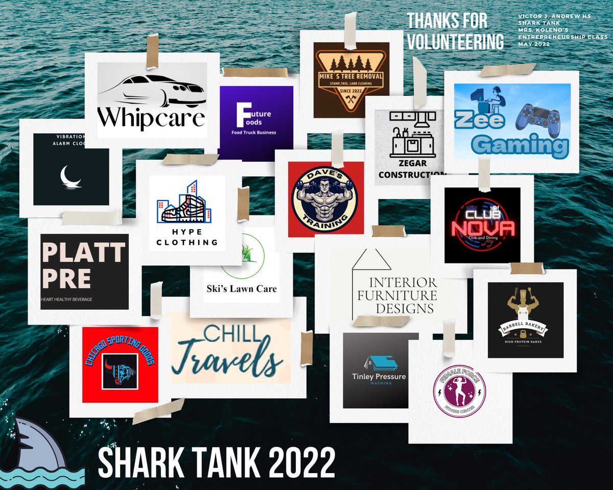 Today marks the end of Shark Week in Mrs. Koleno's Entrepreneurship class. Students pitched their business ideas in the tank to community volunteers.  Thank you, Sharks, for a killer learning experience! #pitchofyourlife #sinkorswim #SharkTank2022