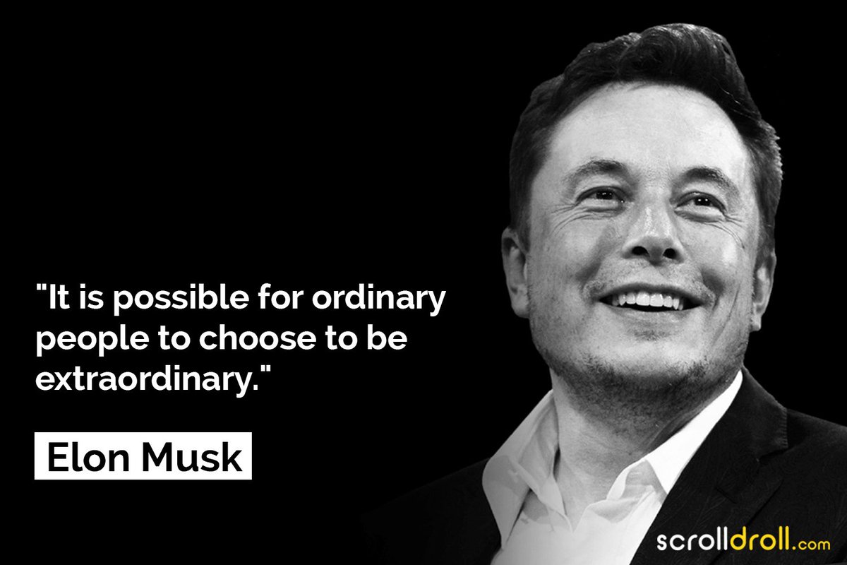SumaiyaaSumaiya's tweet photo. "It is possible for ordinary people to choose to be extraordinary."
#ElonMuskBuyTwitter #ElonMuskTwitter https://t.co/XnzPUdRaqV