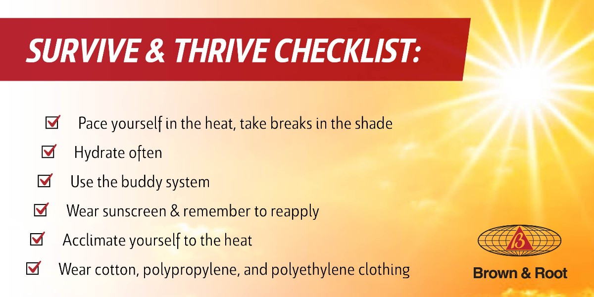 Out in the heat? Check out this checklist to keep you cool and dry all summer long! #heatstrokeawareness #heatillness #heatillnessprevention #heat #heatstrokeprevention #summerheat