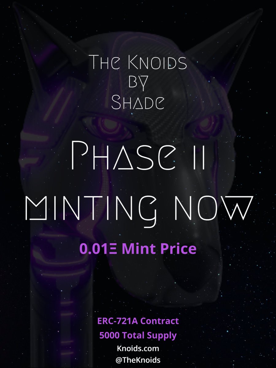FormerAntiHero's tweet photo. 2️⃣ Phase 2 Minting NOW! (Over 70% Minted!) 2️⃣

@TheKnoids
MINT : 0.01 ETH

🆓  Free Mint Pass for future drops
🦮  10% donated to Dog Rescue
🐶   Metaverse Dog Park

🔗 https://t.co/C6LhwZYbNL
🔗 https://t.co/MMkjXKHdoY
#LFW #NFTCommunity #NFT #Knoid #TheKnoids https://t.co/9xD1PbN01M
