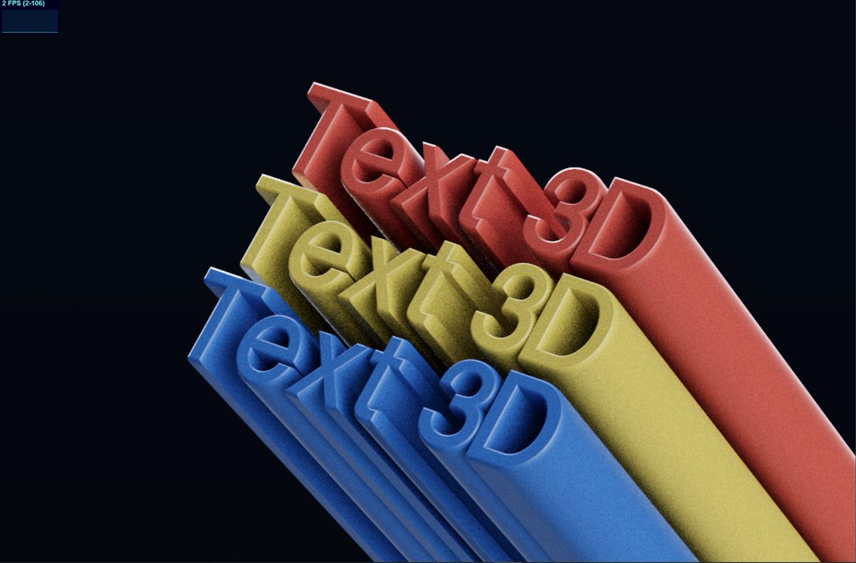 CantBeFaraz's tweet photo. Just added <Text3D /> to Drei! An abstraction over Three's TextGemetry with font loading via Suspense, and a couple other tricks that make working with TextGeometry in R3F a breeze.

Image rendered using react-three/gpu-pathtracer!

Docs: https://t.co/1lT2ihSO0L
#threejs #webgl https://t.co/4Sdjc3aML6