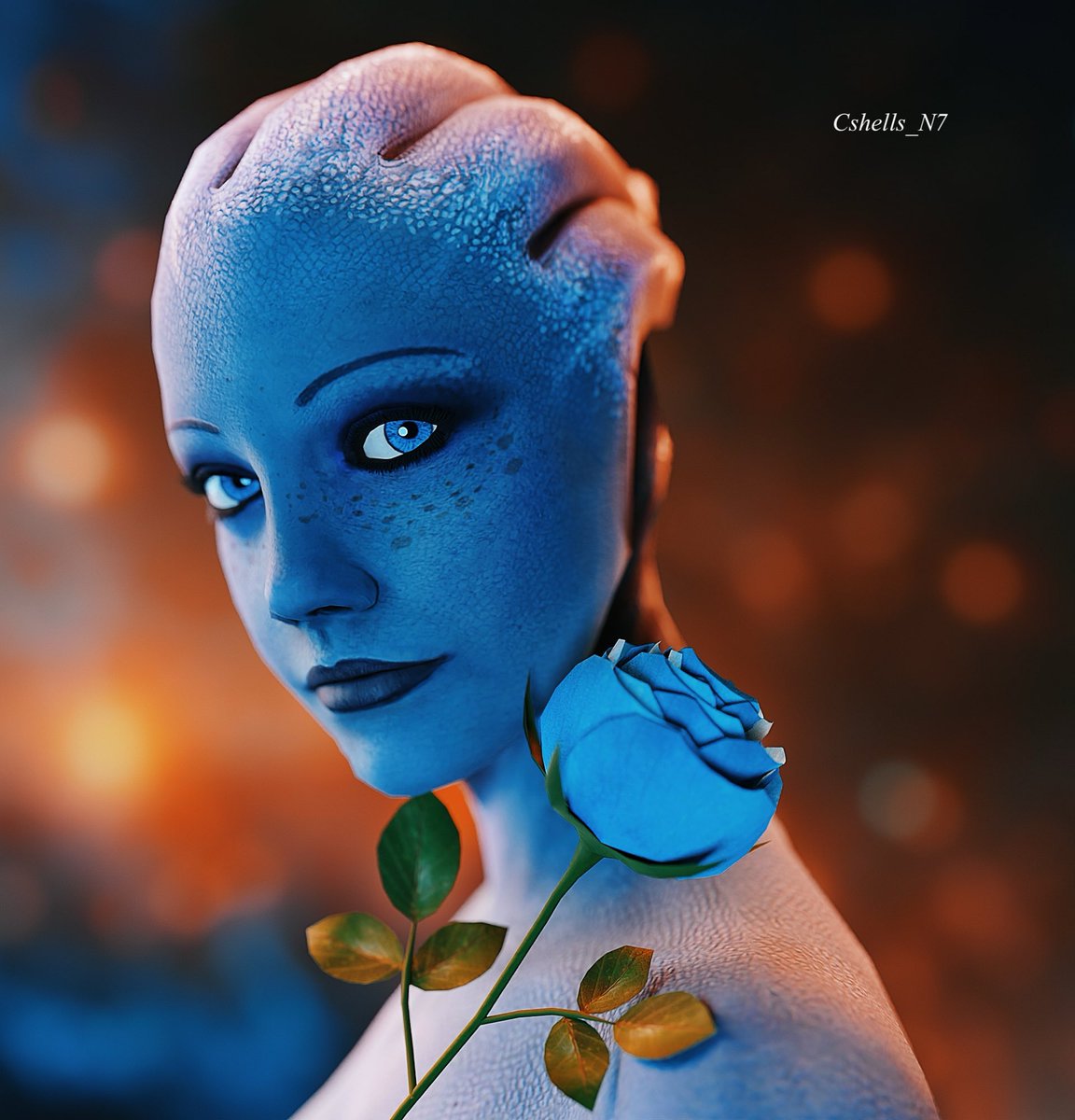 Galaxy blue rose 🌹 #masseffect #Blender3d #3drender #3dart #digitalart