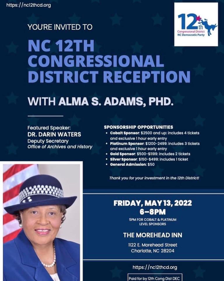 NC12thCD's tweet photo. NC 12th Reception is TONIGHT! See you soon! https://t.co/9mXfrhn35f