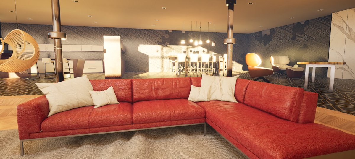AshesNFT's tweet photo. 💫Red leather sofa TIER 2 adds a modern and spacious atmosphere to our living room💫 https://t.co/7fFUyDbc7q