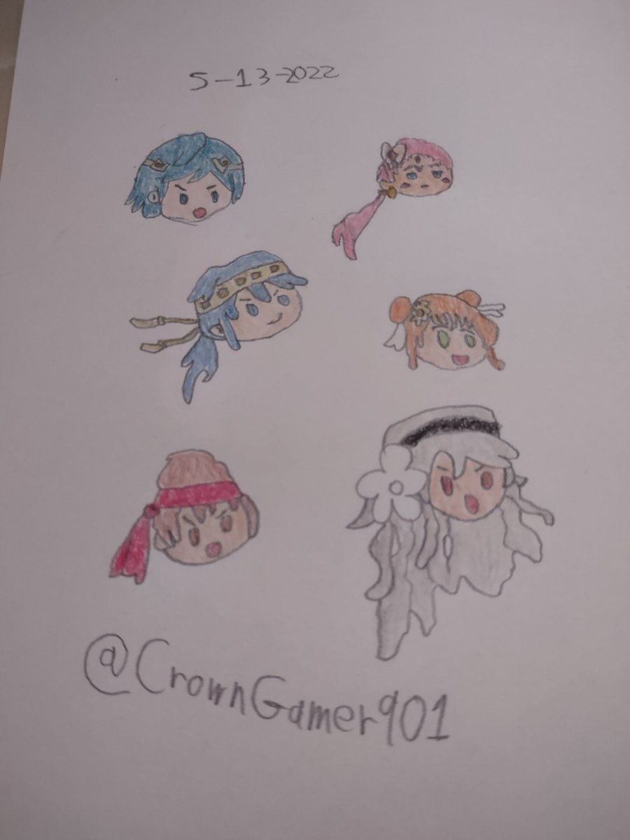 CrownGamer901's tweet photo. I drew some very tiny Feh head sprites with the accessories I gave them in Heroes
Featuring:
Chrom
Ena
Seliph
Larum
Leif
Corrin
This was my first time drawing anything Fire Emblem related lol
#FireEmblem #chrom #corrin #ena #seliph #leif #larum #FEHeroes #FEH https://t.co/DUiJ7tbyWf