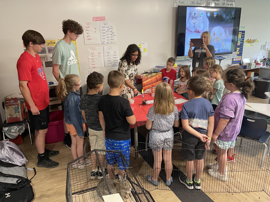 OAUpdate's tweet photo. Owego Free Academy Chemistry students in Mrs. Williams's class visited Apalachin Elementary School to conduct science experiments with first-grade classes today. Check out some more photos here: https://t.co/ySQwXdqu0b #OAisYOU #OAPride #OATraditon #OASTEAM https://t.co/leRzrlZ1SH