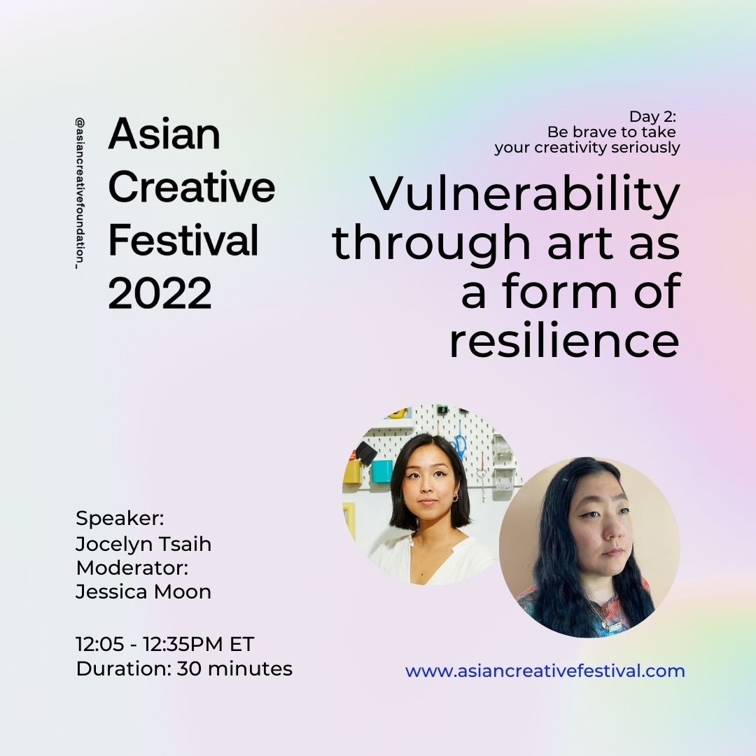 Our 2nd day of ACF 2022 starts off with Jocelyn Tsaih as she speaks about #Vulnerability through art as a form of resilience. Don't miss out on how she describes her creative method of turning so many emotions into successful works of art! bit.ly/3MOAM3k#BeBrave #ACF2022