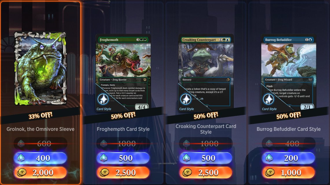 MTG_Arena's tweet photo. IT'S FROGDAY THE 13TH, REJOICE! RIBBIT! EAT SOME BUGS! https://t.co/fcvdoLo8HJ