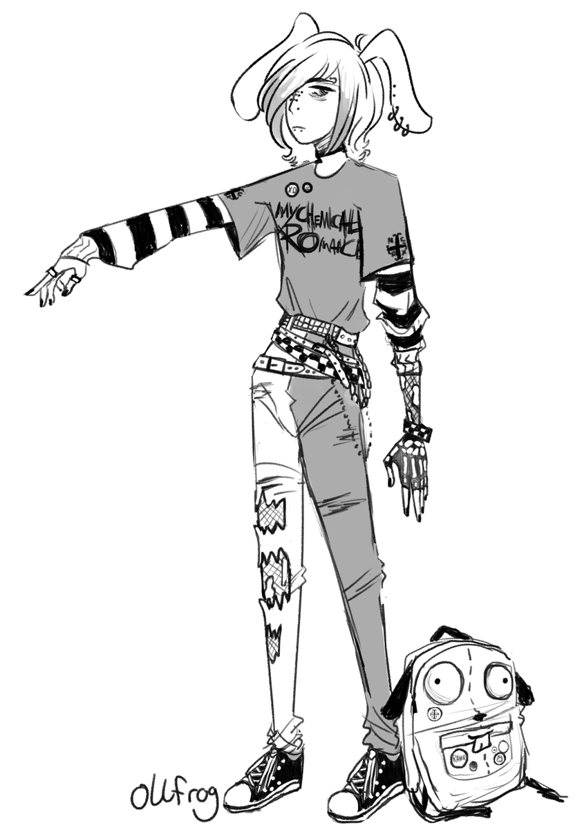 ollfrog's tweet photo. HEY so i drew my character in hot topic getup in celebration of MY CHEMICAL ROMANCE DROPPING A NEW SONG https://t.co/iOw8roOhsq