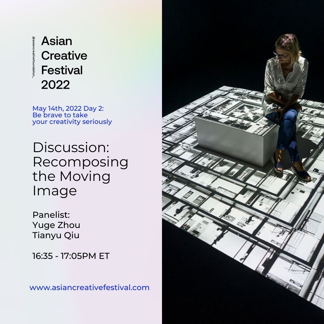 The discussion panel for day 2 is about to begin. <a href="/yugezhou421/">Yuge Zhou</a> and Tianyu Qiu will start with a conversation about Recomposing the Moving Image followed by other speakers that will discuss mental health and finding comfort in insecurity 
bit.ly/3MOAM3k#BeBrave #ACF2022