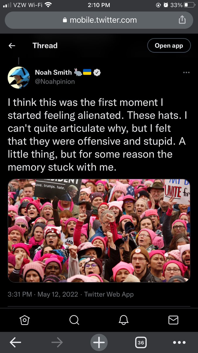 fcgiorda's tweet photo. So this guy is getting heavily snarked on and I get why but also… I mean a LOT of leftists criticized the pussy hats as merely performative, racist, anti-trans, white feminism etc. https://t.co/1Zc4CPW2YD