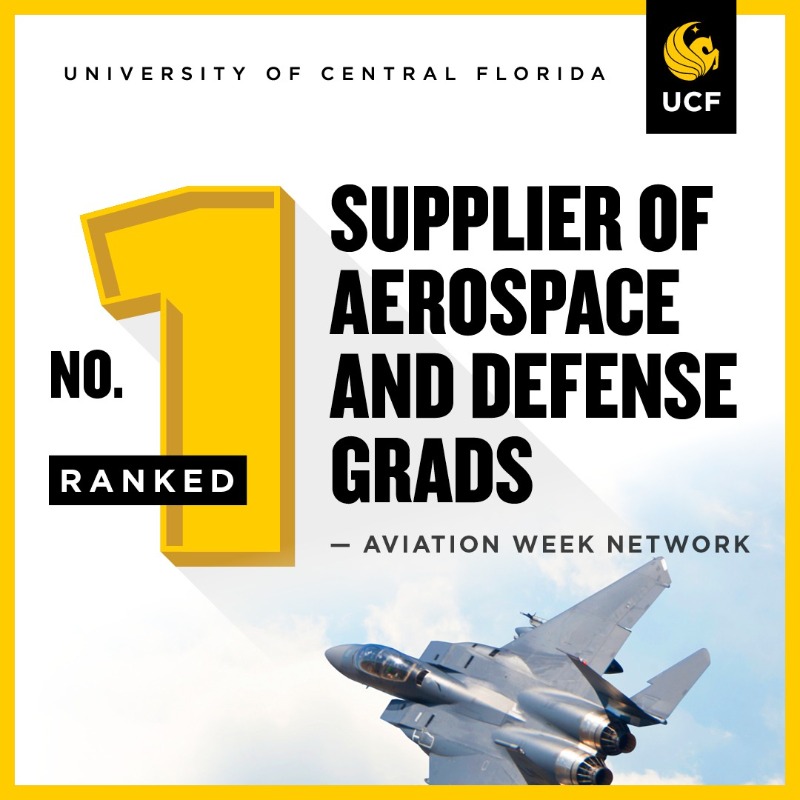UCF's tweet photo. See how UCF's nationally ranked aerospace and defense degree programs are redefining the industry in Central Florida and beyond.