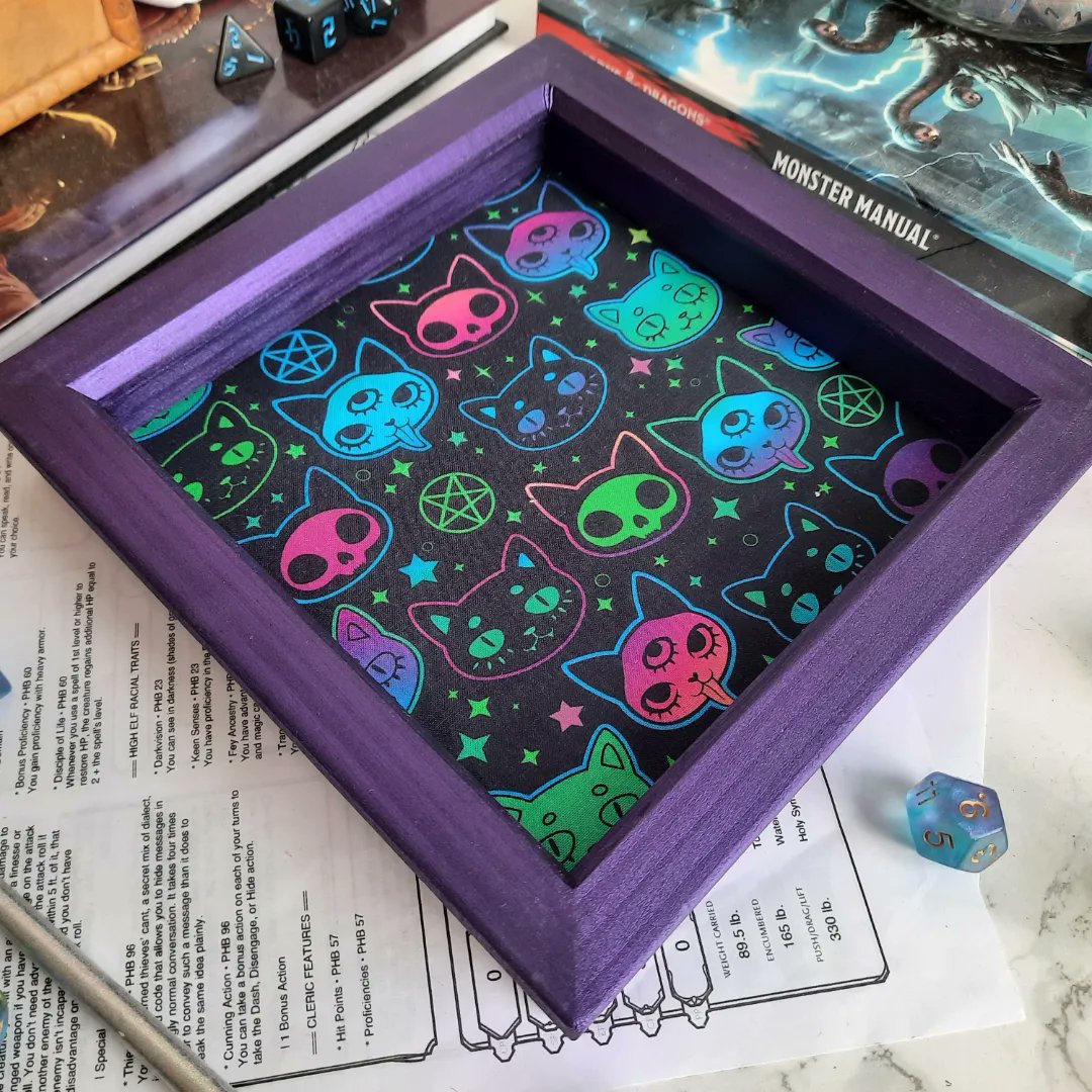 TrayedAndTested's tweet photo. The neon spooky cats dice tray is one of many new trays that have been uploaded to the store today!

Don't forget, there's £5 off when you spend £25 or more. Just use the code 'FIVERFRIDAY' at checkout. Ends today - midnight 13th May.

#dungeonsanddragons #dndrpg #dicetray #dnd5e https://t.co/ikX4RfIZkU