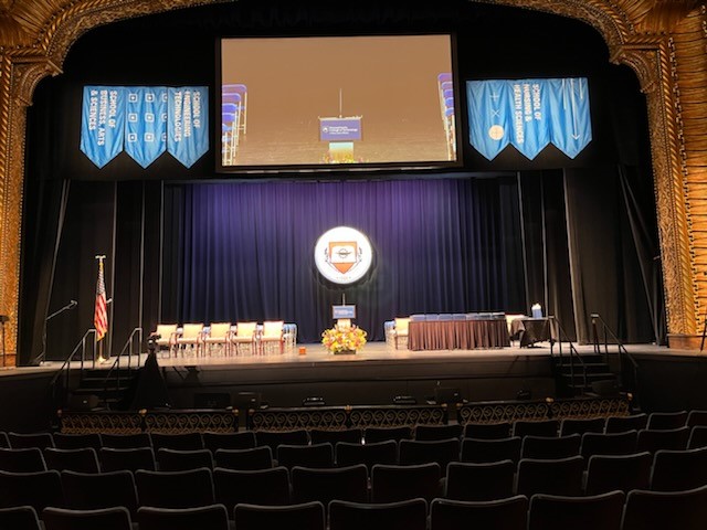 PennCollege's tweet photo. The stage may be empty now, but soon the seats at the  @CAClive  will start filling up with Spring 2022 graduates. So excited to see what the future holds for these Wildcats! #PCTGrad https://t.co/jzTSba8jUY