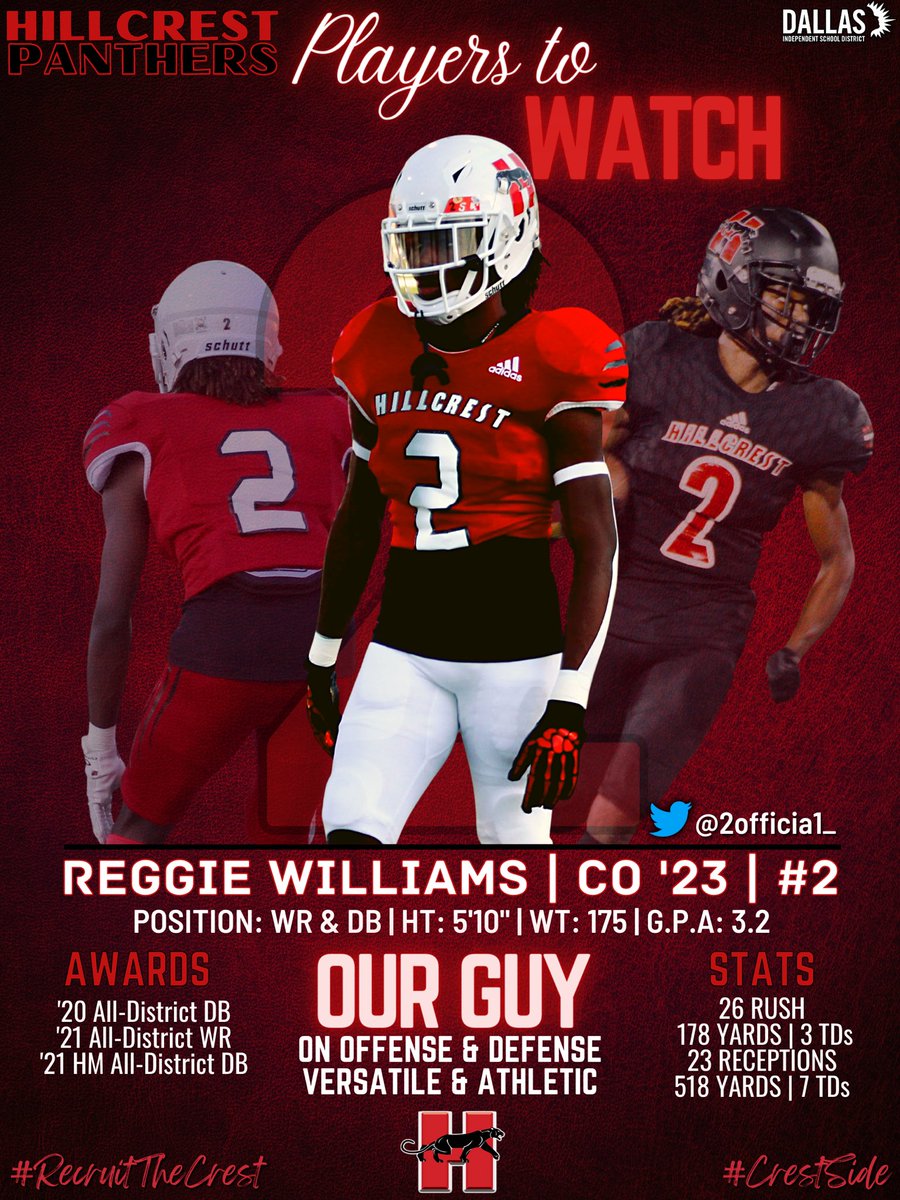 🚨PLAYERS TO WATCH🚨
CO’23 #CrestSide

<a href="/reed_malphurs/">Reed Malphurs</a> <a href="/bradygibson2023/">Brady Gibson</a> <a href="/2officia1_/">Reggie williams</a> 
Players who make it special #RecruitTheCrest

<a href="/TrustMyEyesO/">⭕️FFERTUNITY</a> <a href="/RonMurrayJr/">𝓡𝓸𝓷 𝓜𝓾𝓻𝓻𝓪𝔂 𝓙𝓻</a> <a href="/UncleFraz/">Fraz 🐙</a> <a href="/_EliteProspects/">🚨Elite Prospects🚨</a> @RivalsCole <a href="/DfwSho/">DFW Sho'Case</a> <a href="/AKing_Evals/">Alex King</a> @CoachHolley_UNT <a href="/dallasathletics/">Dallas ISD Athletics</a>