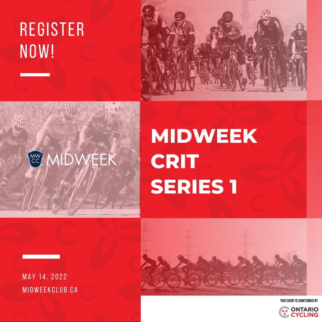 ontariocycling's tweet photo. Get yourself ready to jump on the bike on Saturday. The @midweekcycling Crit Series is back. Registration for each series will close at 5pm on Friday before the first Tuesday.
Check it out ➡️ https://t.co/kYIwTNF5EU ➡️ Events Calendar
#OntarioCycling #OC #midweekcrit https://t.co/FsdB2xiilh