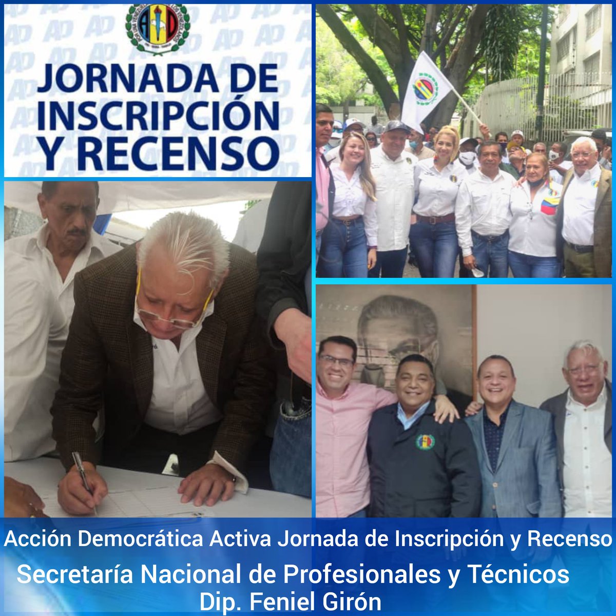 feniel_giron's tweet photo. Hoy #13Mayo Acción Democrática dió inició al proceso de #Recenso desde la sede del Comité Ejecutivo Nacional #CEN.
Invitamos a los #Adecos y simpatizantes en todo el país a pasar por las casas de partido a recensarse en cada uno de los Estados y casas municipales.
@Bernguabre https://t.co/Qeu9a4UMwy