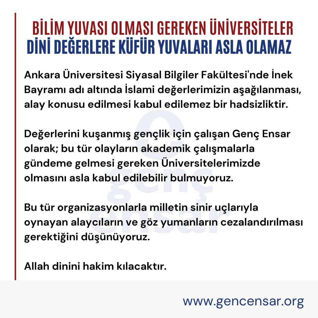 ÜNİVERSİTELERDE İSLAMİ DEĞERLERE HAKARETİ KABUL ETMİYORUZ!
