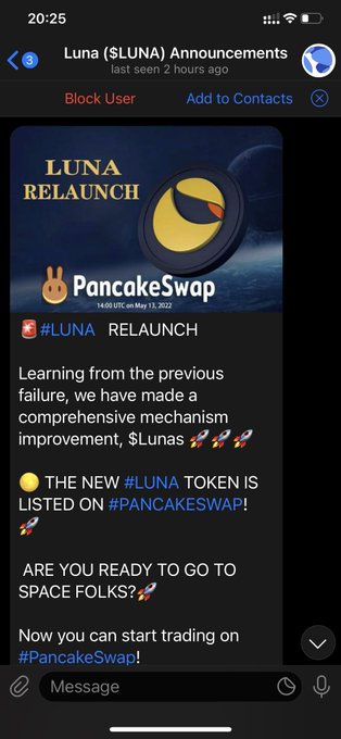 Scammers will be scammers. Someone selling a "relaunched LUNA" in PancakeSwap.  Despicable. https://t<a href="/tag/darkcoin"class="tags"><span>#darkcoin</span></a>