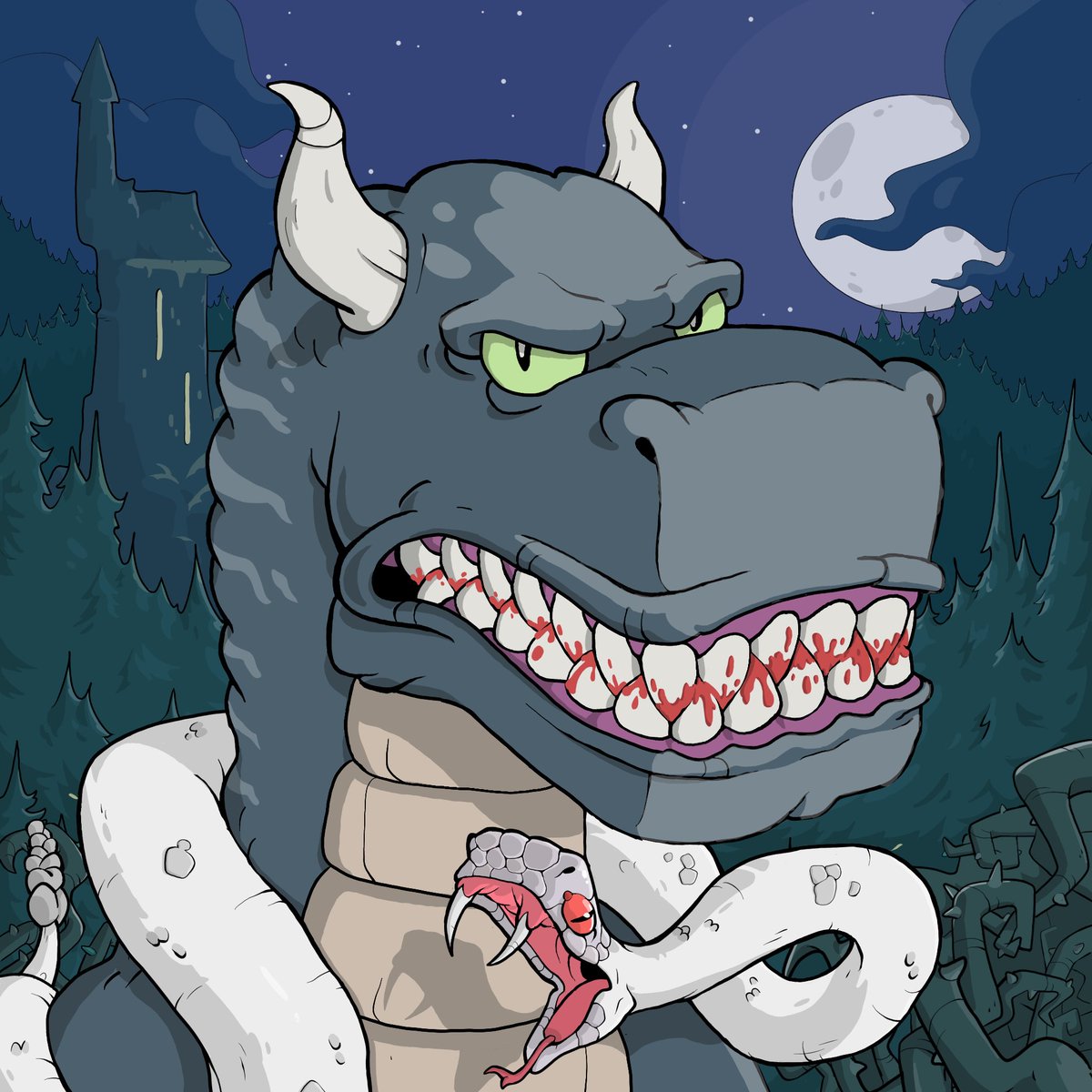 CaveCreativeNFT's tweet photo. Be careful when you venture into the Dark Woods. 

You never know what lurks in the shadows.👁🐍 https://t.co/QiswZZJJ5z