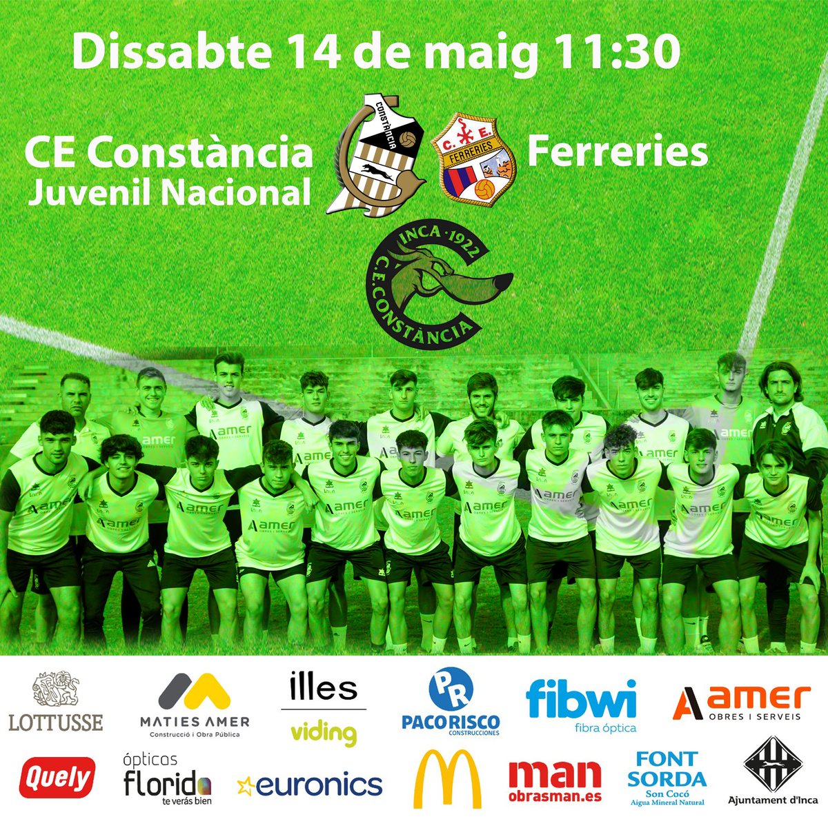 🔜 Demà el Juvenil Nacional juga un partit important per continuar somiant amb l'ascens.

💪🏼Vos hi esperem a tots!

📆 Dissabte 14-5-2022

⏰ 11:30

⚽ <a href="/CEConstancia/">CE Constància</a>
🆚 Ferreries

🏟️Camp Sallista (Inca)

🤍🖤

#JuntsFeimHistòria #CENTConstància