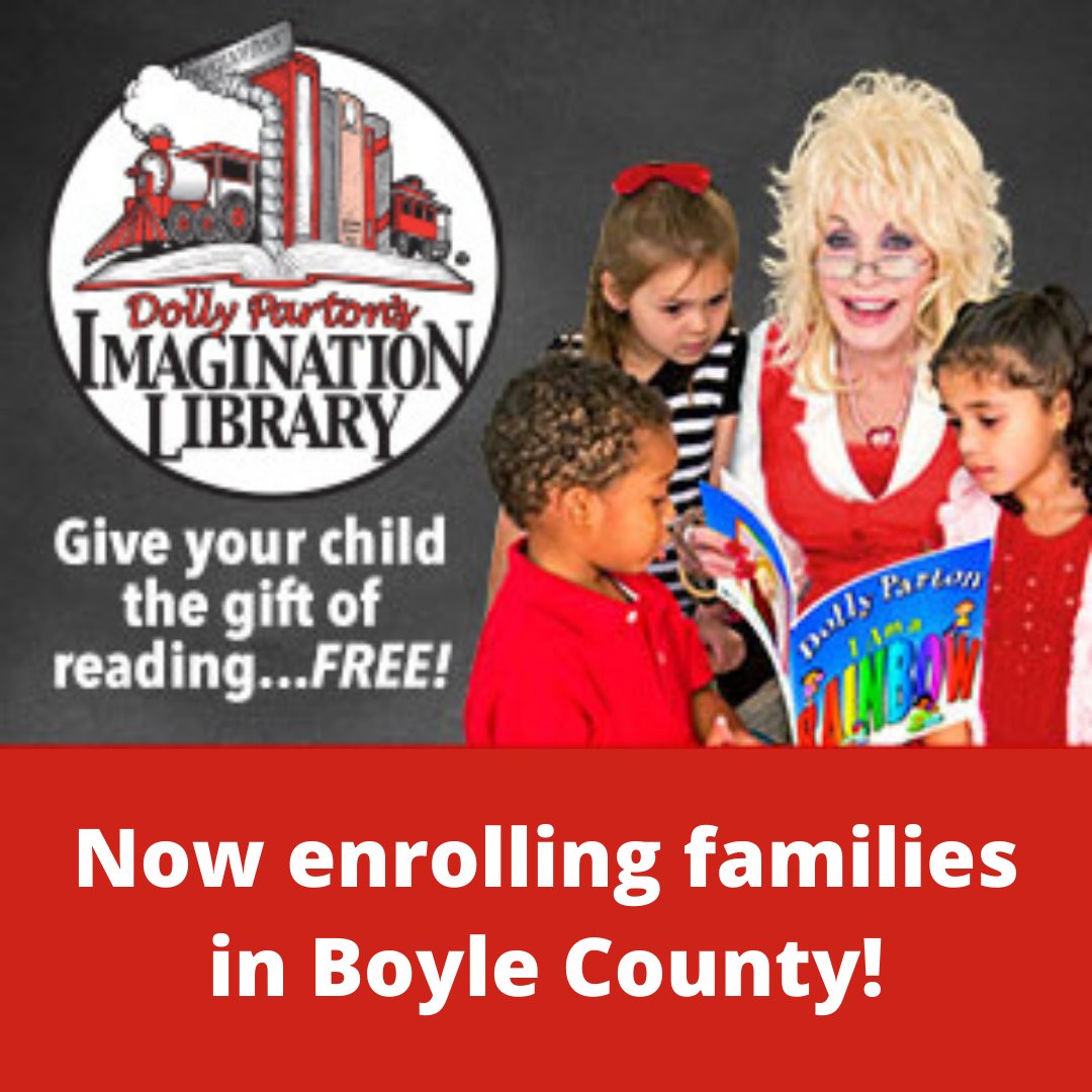 Exciting news for Danville-Boyle families! Dolly Parton's Imagination Library is active and enrolling new children. If you live in Boyle and have a child under 5, you can sign them up to receive a FREE book every month until their 5th birthday. Register: imaginationlibrary.com/usa/affiliate/…