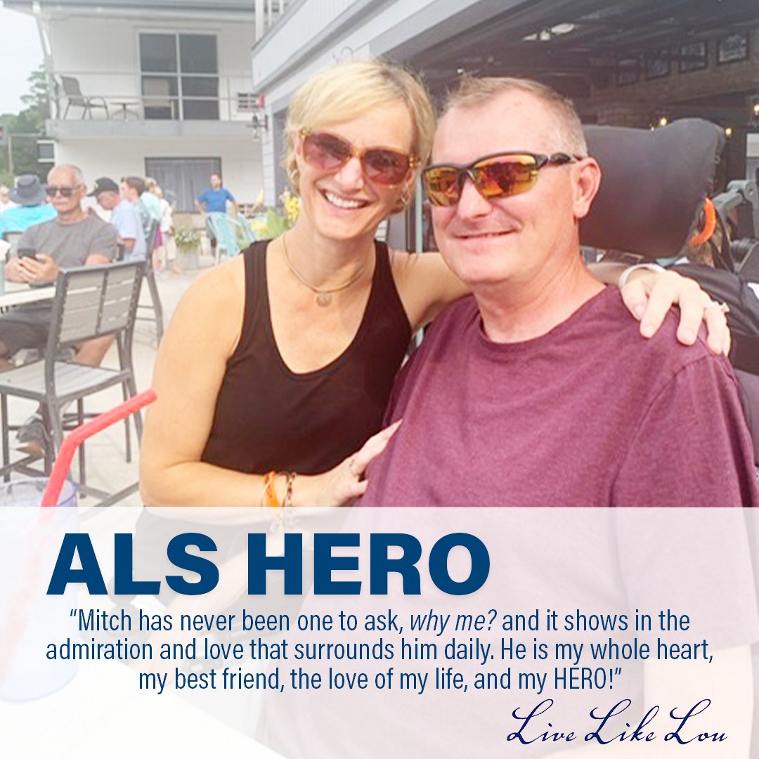 LiveLikeLou4's tweet photo. In honor of #ALSAwarenessMonth, #LiveLikeLou is sharing profiles of inspiration, hope, and gratitude.
Meet Mitch, who has been living with #ALS since 2018. His wife Rhonda says Mitch meets each day with courage, hope, and dignity, which is he is her #ALSHero ๐ https://t.co/gWBo1oawjk