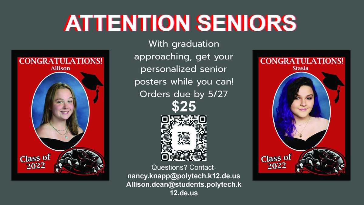 Order your personalized Senior Class of 2022 Poster today!  #Classof2022 #Pantherpride