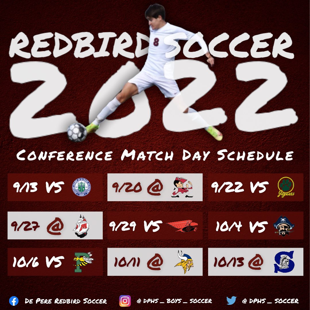 DPHS_soccer's tweet photo. Mark your calendars and be sure to support your favorite Redbird athletes this coming fall on their FRCC match days! ๐ช๐ผ
#FlyAsOne #frcc #conferenceschedule https://t.co/BgrXv5Og3B