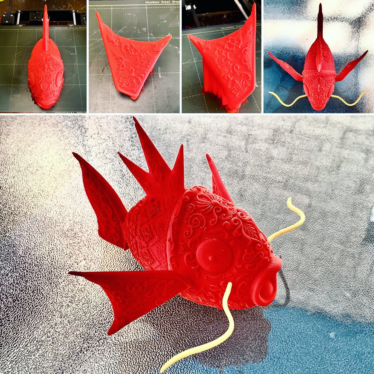 MakerWiz's tweet photo. Ornamental Magikarp #3dmodel @psdwizzard #3dprinter @josefprusa #cokered #yellow #pla @botfeeder #3dprinting @makerwiz #ornamental #magikarp #pokemon #gottacatchemall #fanart @pokemon #makersgonnamake https://t.co/QlKuHggHIG
