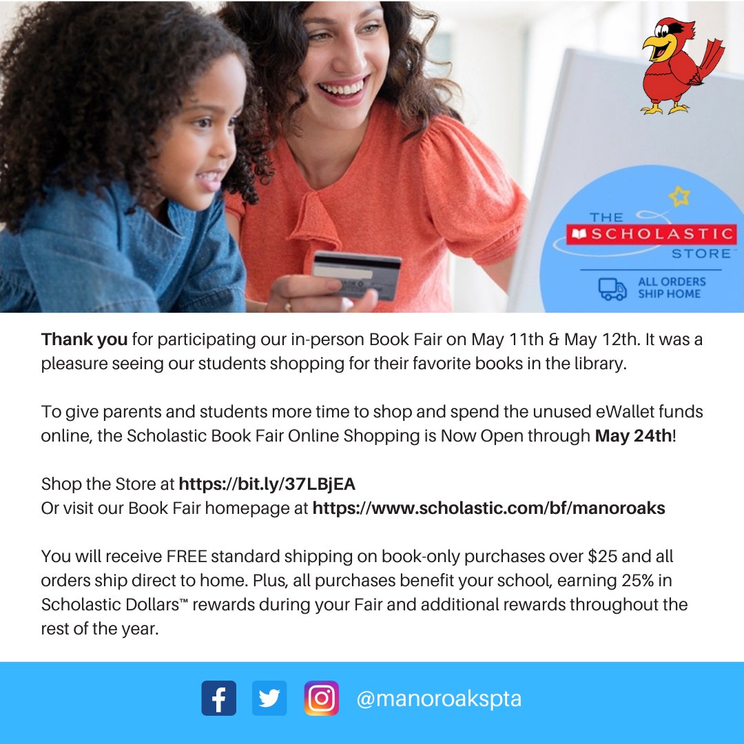 Though we wrapped up our in-person Book Fair, our online book fair is still open until May 24th. Simply shop at bit.ly/37LBjEA
<a href="/ManorOaksNHPGCP/">Manor Oaks School</a> <a href="/NHPGCP/">Dr.JenniferMorrison-Raptis, NHPGCP Superintendent</a>