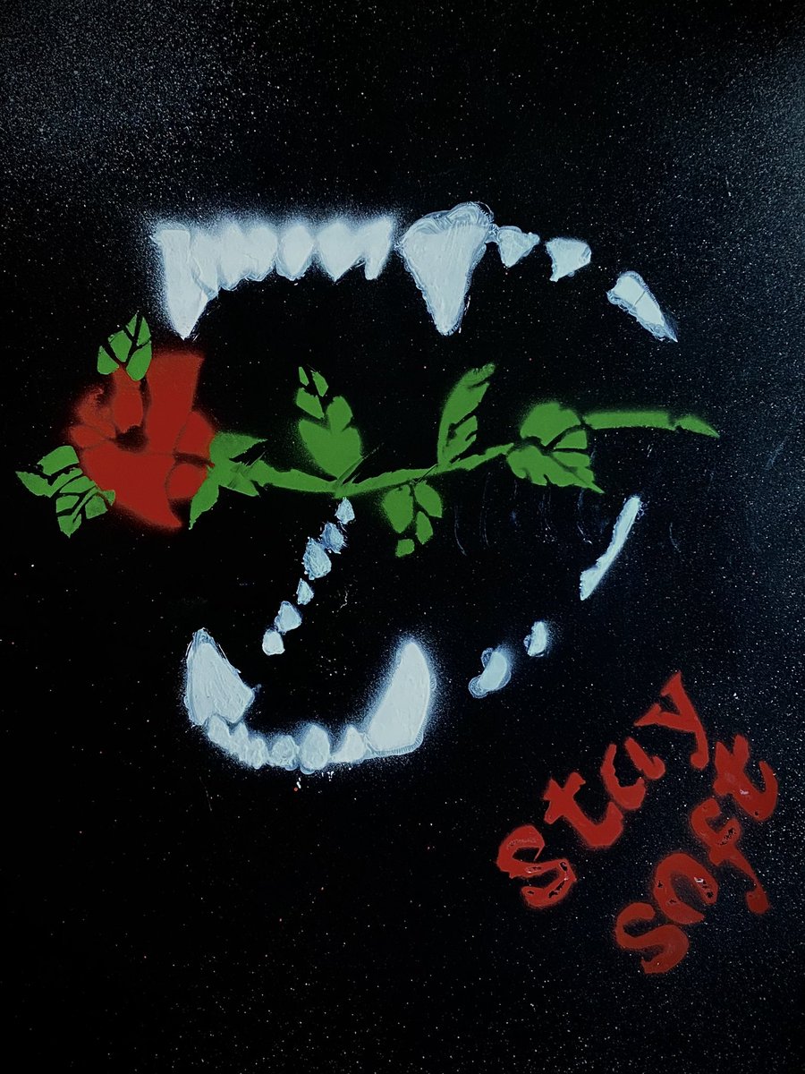 stay soft, get beaten, only natural to harden up 🥀
(spray paint on card stock)