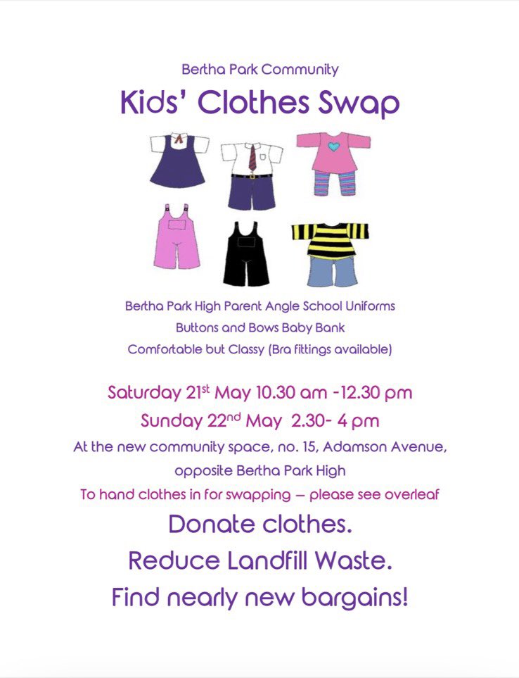 parentangleBPHS's tweet photo. We have secured a temporary home for our preloved uniform in the Bertha Park #community space opposite the school. This will be launched next weekend. Please come along & help yourself to @BerthaParkHigh uniform. #freetoagoodhome Donations still being taken in school. Thank you. https://t.co/p9nghJSw3Y