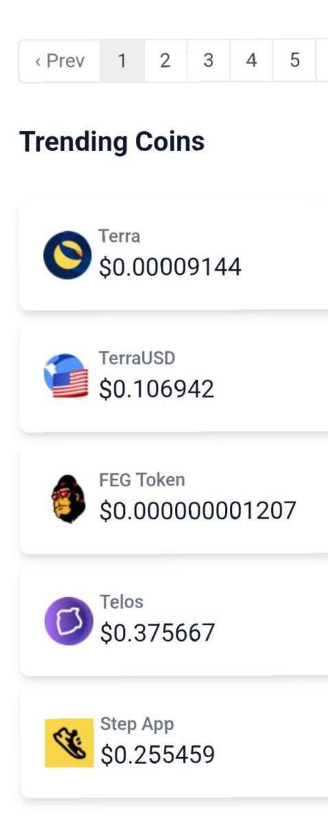 We are trending on <a href="/coingecko/">CoinGecko</a> 🔥!!! <a href="/FEGtoken/">FEG (Feed Every Gorilla)</a> <a href="/FEG_Exchange/">FEG.Exchange</a> #solana #terra #UST #defi