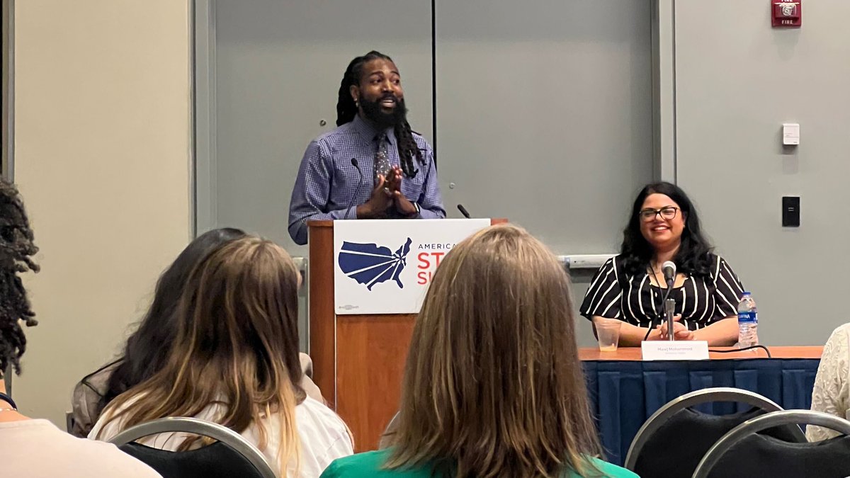 BallotStrategy's tweet photo. BISC’s Movement Building Manager, Brad Christian-Sallis (@canthisbluv), is at the @AmericaVotes conference this week sharing his expertise on how strong organizing in the states is key to winning elections.

#AVSummit22 https://t.co/OzM4p7aRb3