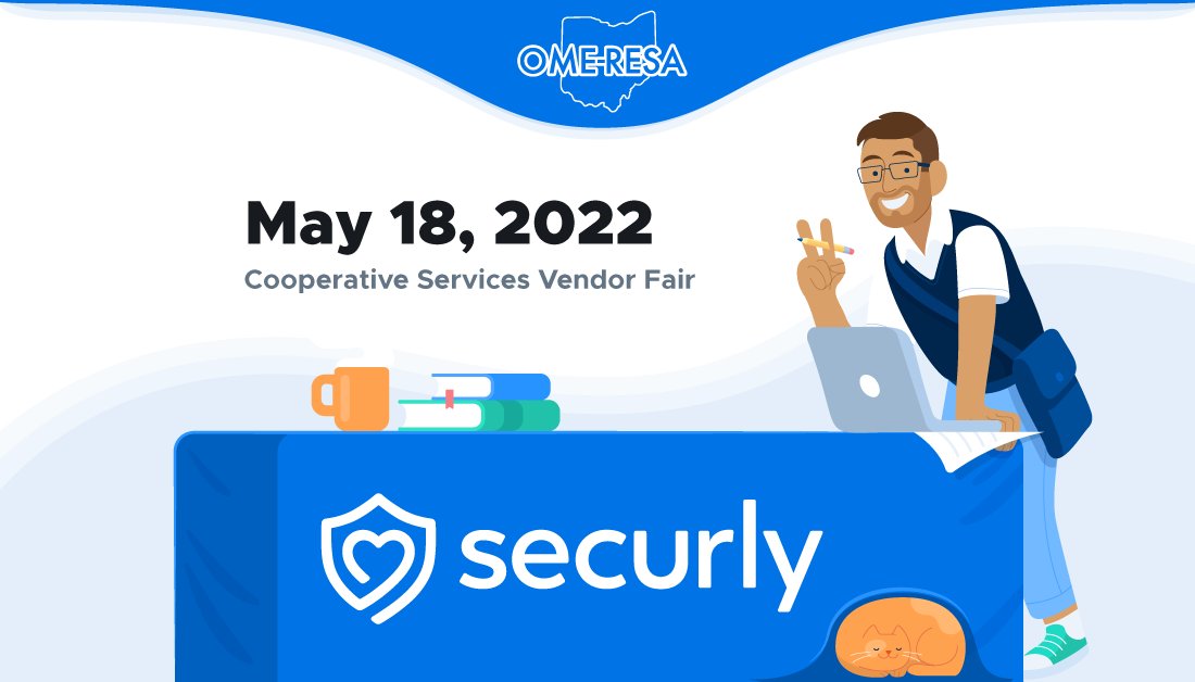 Securly's tweet photo. We wanna meet you, Ohio! Visit Team Securly at OME-RESA 2022 Cooperative Services Vendor Fair, May 18 at Pritchard Laughlin Civic Center. We’ll be wearing blue shirts and big smiles. More info https://t.co/rQdylINb6s https://t.co/bolCdljwGC