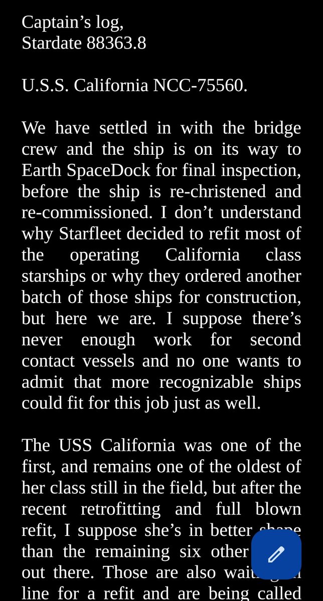KrisNephilim's tweet photo. New story evolving presence of #CaliforniaClass starship in @trekonlinegame #trekonline #StarTrekOnline #fanfic #StarTrek #Starships #shipporn #USSCerritos https://t.co/75BVEtKEfK