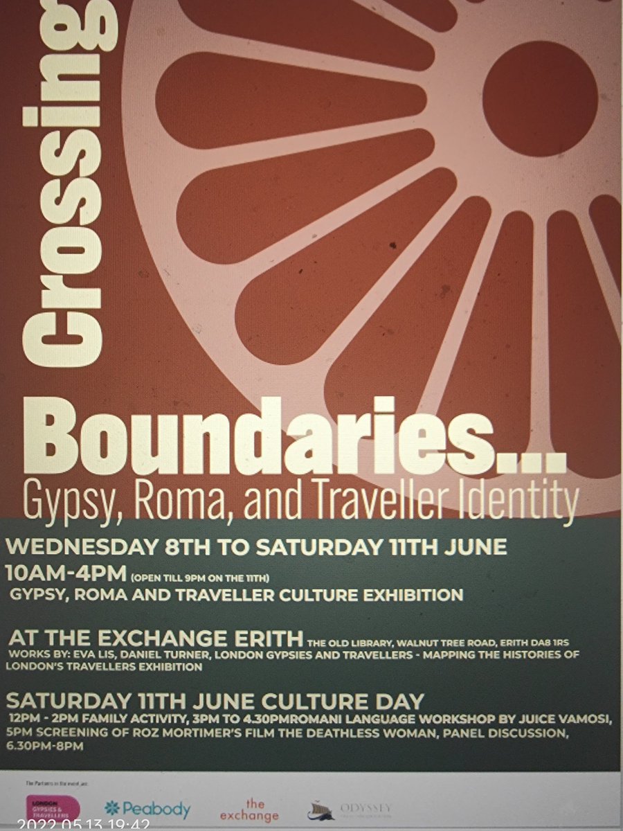After a Covid enforced delay we are back in time for Gypsy Roma Traveller History Month. From Wednesday 8th June through to an Action packed programme on the 11th June. <a href="/exchangeerith/">The Exchange</a> <a href="/LondonGypsyTrav/">London Gypsies&Travellers</a> <a href="/Odyssey_MAT/">Odyssey MAT</a>  <a href="/PeabodyLDN/">PeabodyLDN</a> Opre Roma!