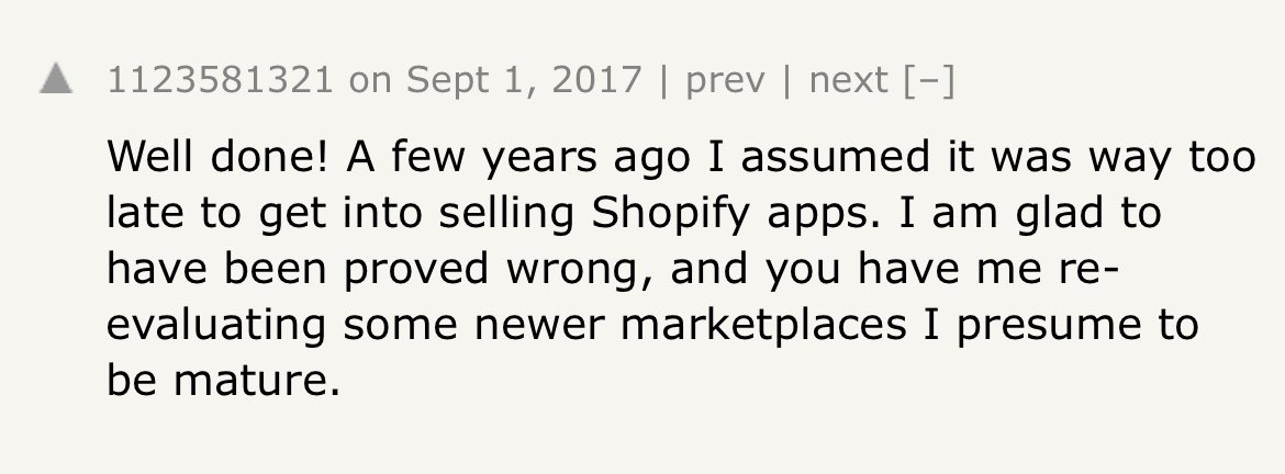 gilgNYC's tweet photo. Came across this comment from 5 years ago. People always think they missed the boat on Shopify apps. 

There’s never been a better time to build a Shopify app than now. 
More merchants. 
More APIs.
More opportunities.
More unsolved problems. https://t.co/dmHb1YcJSz